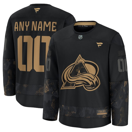 Men's Colorado Avalanche  Fanatics Black 2024 Military Appreciation Custom Practice Jersey