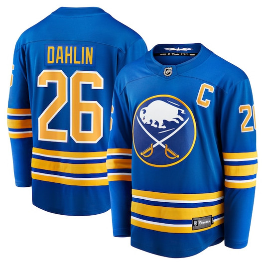 Men's Buffalo Sabres Rasmus Dahlin Fanatics Royal Home Captain Patch Breakaway Jersey