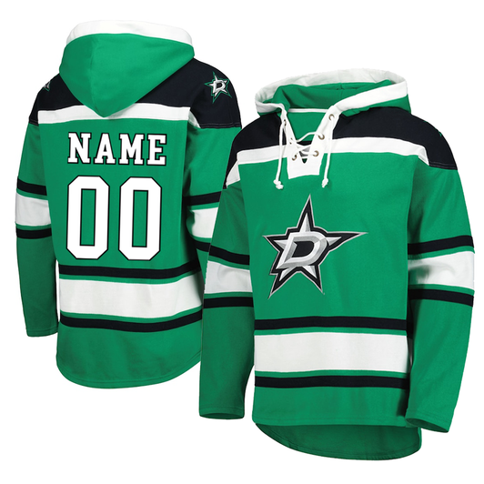 Personalized Player Name & Number Dallas Stars Lacer Pullover Hoodie, Dallas Stars NHL Heavyweight Jersey Lacer Hoodie V1 LTRP