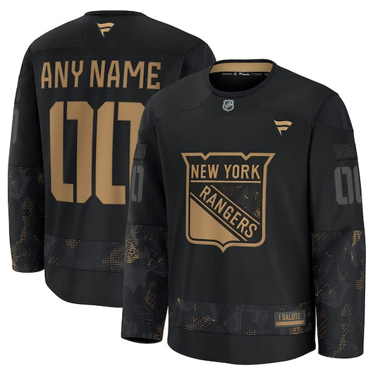 Men's New York Rangers  Fanatics Black 2024 Military Appreciation Custom Practice Jersey