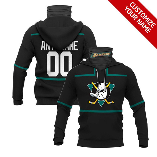 Anaheim Ducks Nhl Ice Hockey Team Black Jersey Style Gift With Custom Number Name For Ducks Fans Masked Hoodie