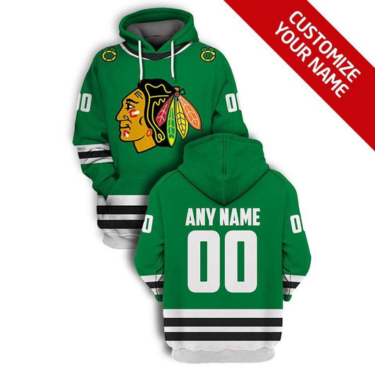 Chicago Blackhawks Mlb Baseball Team Green Personalized Number Name Jersey Style Gift For Blackhawks Fans Hoodie