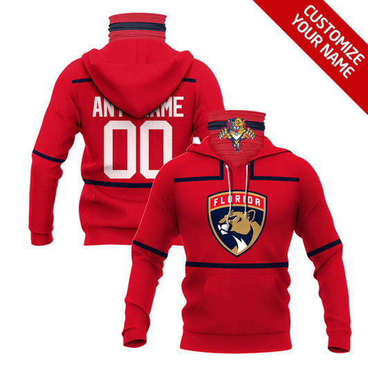 Florida Panthers #00 Nhl Team Red Jersey Style Gift With Custom Number Name For Florida Panthers Fans Masked Hoodie