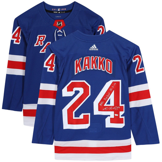 Kaapo Kakko New York Rangers Fanatics  Autographed Blue Adidas  Jersey with "NHL Debut 10/3/19" Inscription