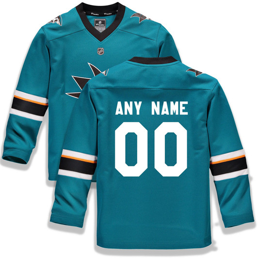 San Jose Sharks Fanatics Branded  Home Replica Custom Jersey - Teal