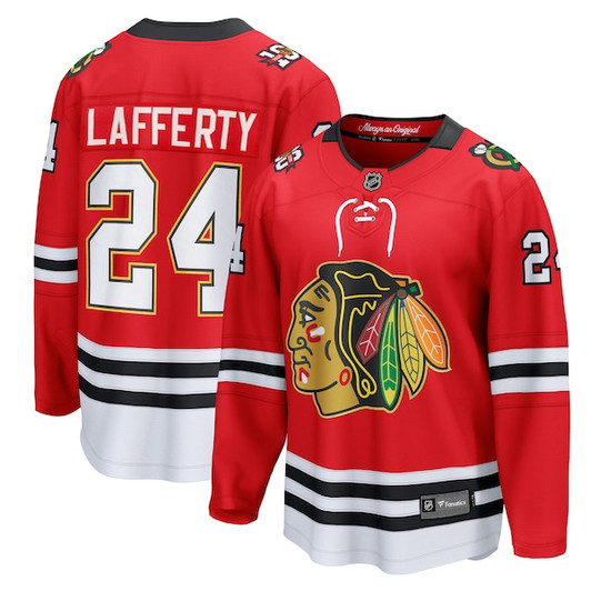 Men's Chicago Blackhawks Sam Lafferty Fanatics Red Centennial Breakaway Player Jersey