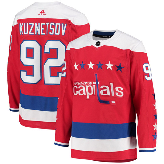 Mens Washington Capitals Evgeny Kuznetsov Red Alternate Player Jersey gift for Washington Capitals fans