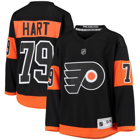 Youth Carter Hart Black Philadelphia Flyers 2018/19 Alternate Replica Player Jersey