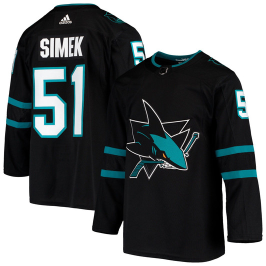 Men'S Adidas Radim Simek Black San Jose Sharks Alternate  Jersey