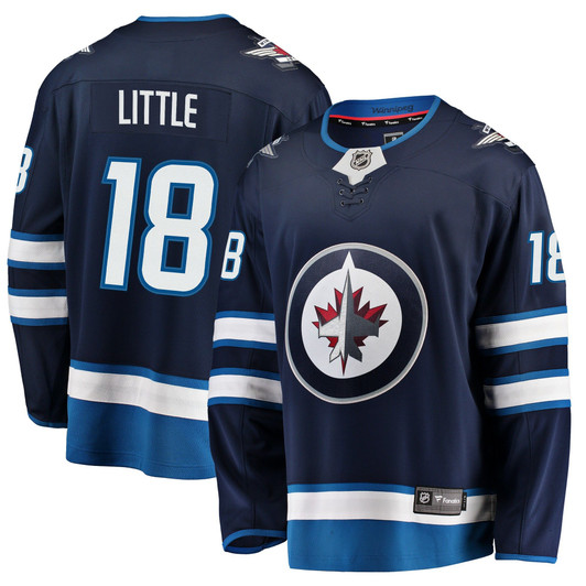 Men'S Fanatics Branded Bryan Little Navy Winnipeg Jets Breakaway Replica Jersey