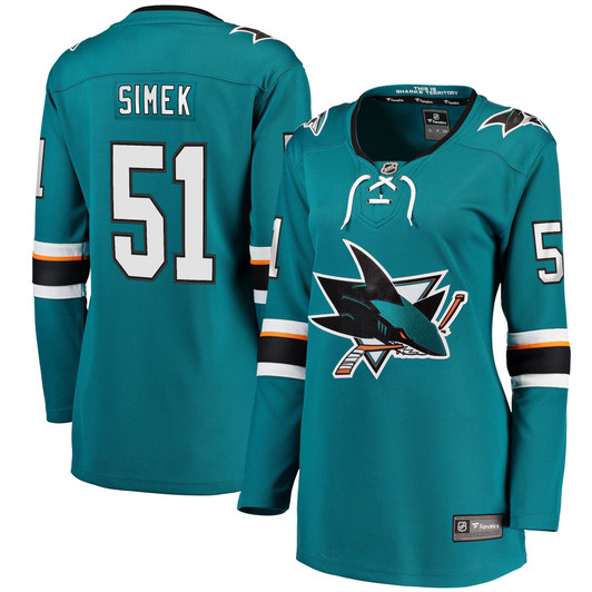 Women'S Fanatics Branded Radim Simek Teal San Jose Sharks Home Breakaway Player Jersey