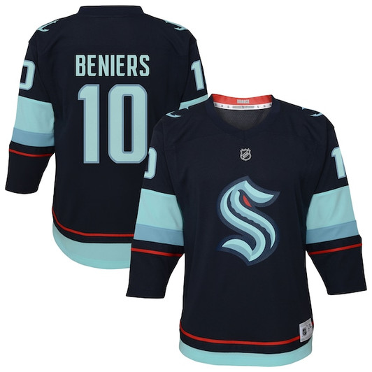 Youth Seattle Kraken Matty Beniers Navy Alternate Replica Player Jersey