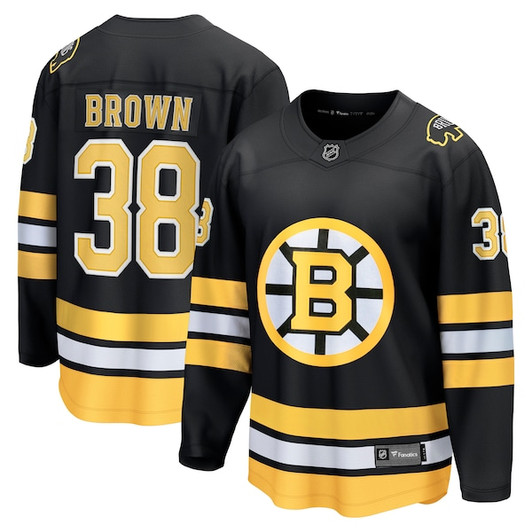 Men's Boston Bruins Patrick Brown Fanatics Black Home Breakaway Player Jersey