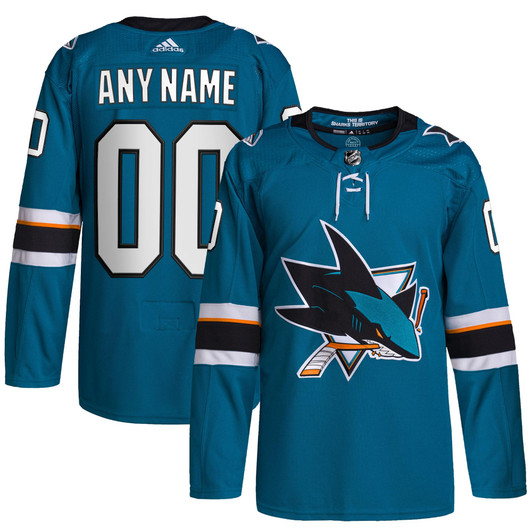 San Jose Sharks adidas 2021/22 Home Primegreen  Pro Custom Jersey - Teal