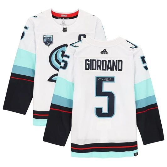 Mark Giordano Seattle Kraken Fanatics  Autographed White adidas  Jersey with Inaugural Season Jersey Patch