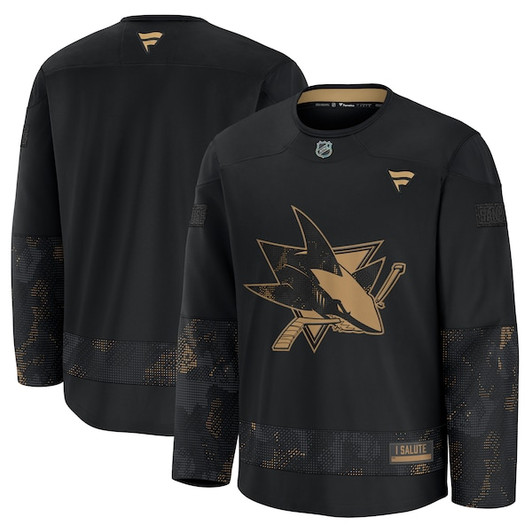 Men's San Jose Sharks  Fanatics Black 2024 Military Appreciation Practice Jersey