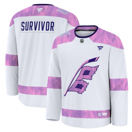 Men's Carolina Hurricanes Fanatics White Hockey Fights Cancer Survivor Practice Jersey