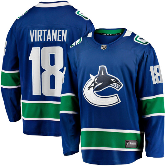 Men'S Fanatics Branded Jake Virtanen Blue Vancouver Canucks Home Breakaway Jersey