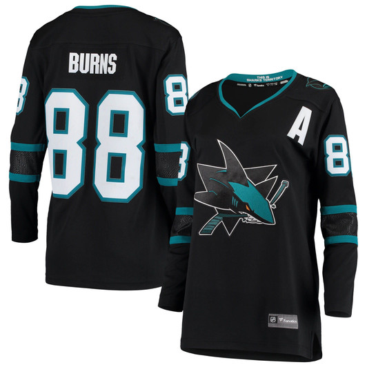 Women'S Fanatics Branded Brent Burns Black San Jose Sharks Alternate Premier Breakaway Player Alternate Captain Jersey