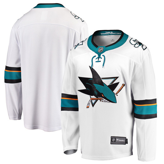 Men'S Fanatics Branded White San Jose Sharks Breakaway Away Jersey