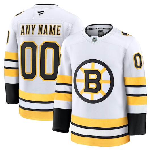 Men's Boston Bruins  Fanatics White Away Premium Custom Jersey