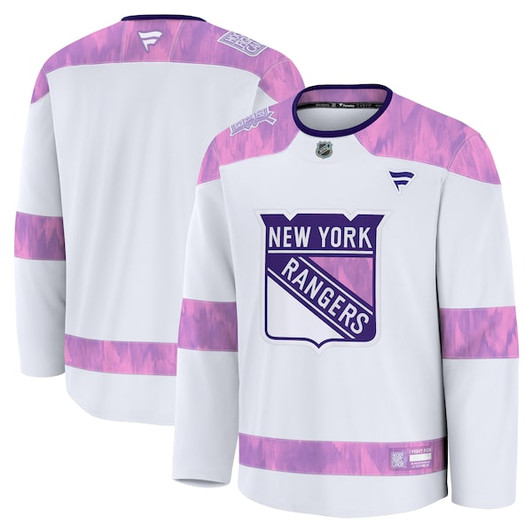 Men's New York Rangers  Fanatics White 2024 Hockey Fights Cancer Practice Jersey