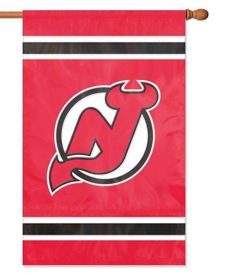 New Jersey Devils Flag 2 Sided Applique/Embroidered House Banner