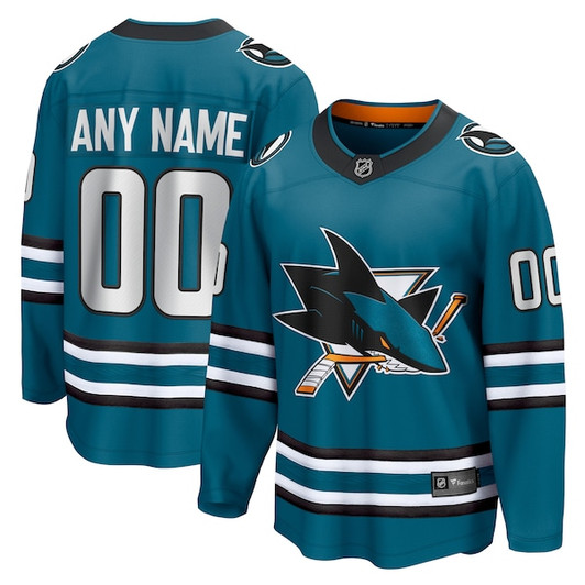 Men's San Jose Sharks Fanatics Teal Home Breakaway Custom Jersey