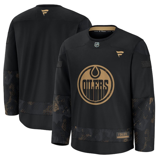 Men's Edmonton Oilers  Fanatics Black 2024 Military Appreciation Practice Jersey