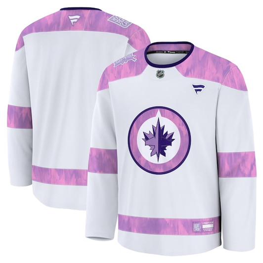 Men's Winnipeg Jets  Fanatics White 2024 Hockey Fights Cancer Practice Jersey