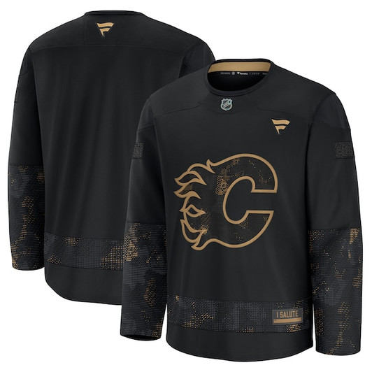 Men's Calgary Flames  Fanatics Black 2024 Military Appreciation Practice Jersey