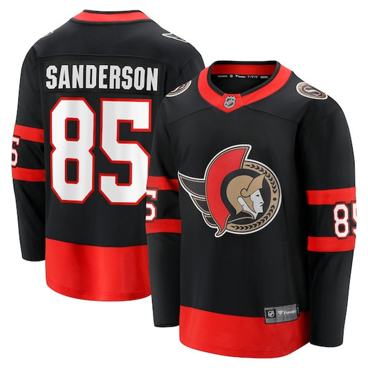Men's Ottawa Senators Jake Sanderson Fanatics Black Home Breakaway Jersey