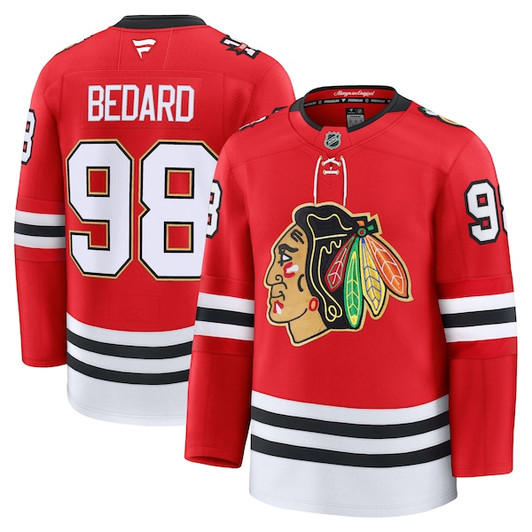 Men's Chicago Blackhawks Connor Bedard Fanatics Red Centennial Premium Player Jersey