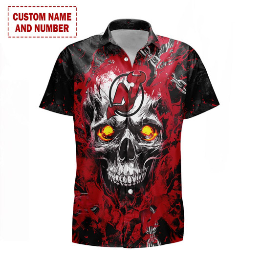 Personalized New Jersey Devils Gothic Skull Glowing Flames Lava
