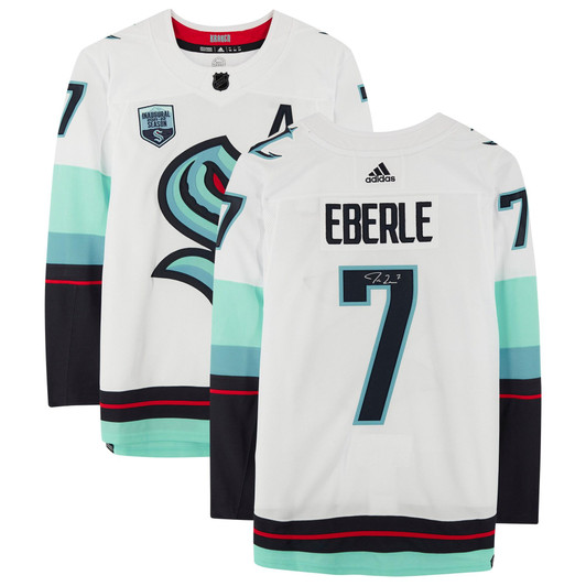 Jordan Eberle Seattle Kraken Fanatics  Autographed White adidas  Jersey with Inaugural Season Jersey Patch