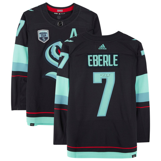 Jordan Eberle Seattle Kraken Fanatics  Autographed Navy adidas  Jersey with Inaugural Season Jersey Patch