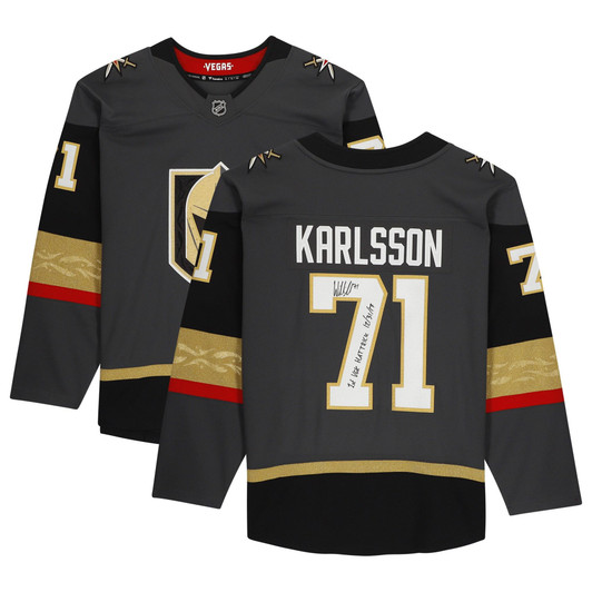 William Karlsson Vegas Golden Knights Fanatics  Autographed Fanatics Breakaway Jersey with "1st VGK Hat Trick 12/31/17" - Black