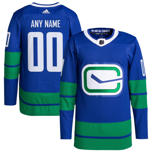 Vancouver Canucks adidas Primegreen  Pro Custom Jersey - Royal