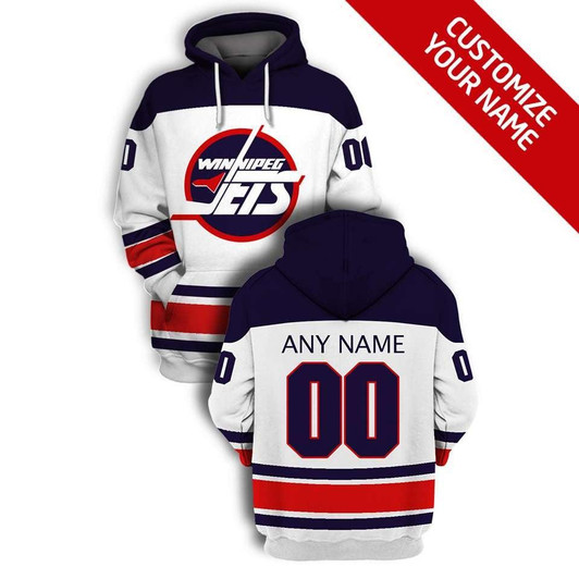 Winnipeg Jets #00 3D Personalized White Jersey Style Gift With Custom Number Name For Jets Fans Hoodie