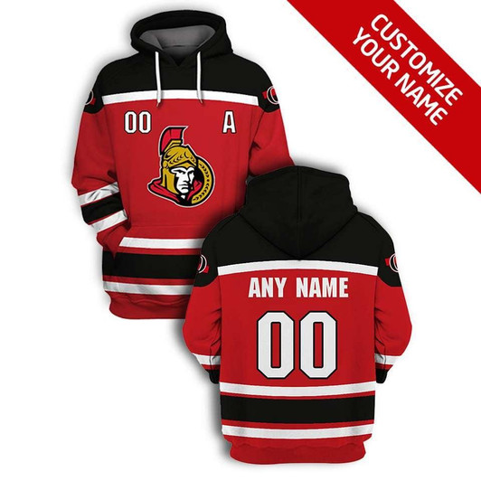 Ottawa Senators #00 3D Personalized Red Jersey Style Gift With Custom Number Name For Senators Fans Hoodie