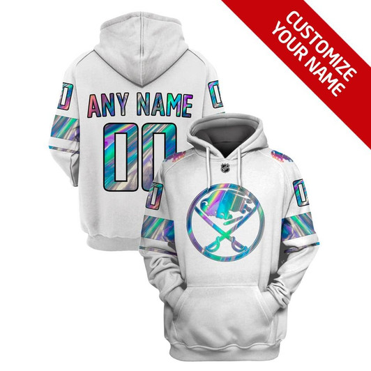 Buffalo Sabres #00 Any Name Nhl Team Iridescent White Jersey Style Gift With Custom Number Name For Buffalo Sabres Fans Hoodie