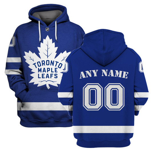 Toronto Maple Leafs #00 3D Personalized Blue Jersey Style Gift With Custom Number Name For Leafs Fans Hoodie