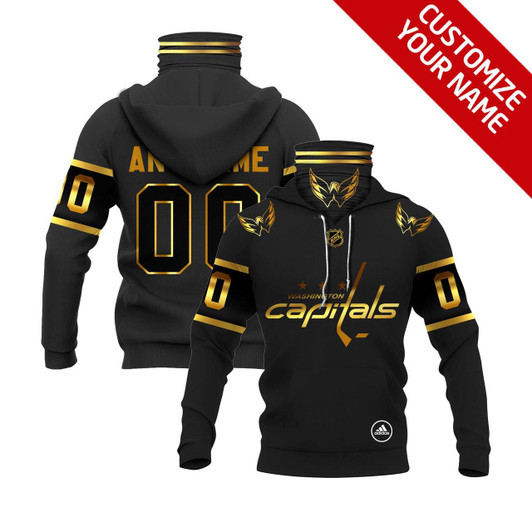 Washington Capitals #00 Nhl Team Black Jersey Style Gift With Custom Number Name For Washington Capitals Fans Masked Hoodie
