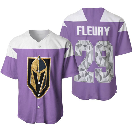 Vegas Golden Knights Marc-Andre Fleury 29 Purple Jersey Inspired Style Baseball Jersey