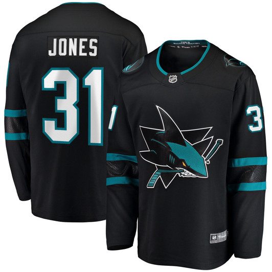Men'S Fanatics Branded Martin Jones Black San Jose Sharks 2018/19 Alternate Breakaway Player Jersey