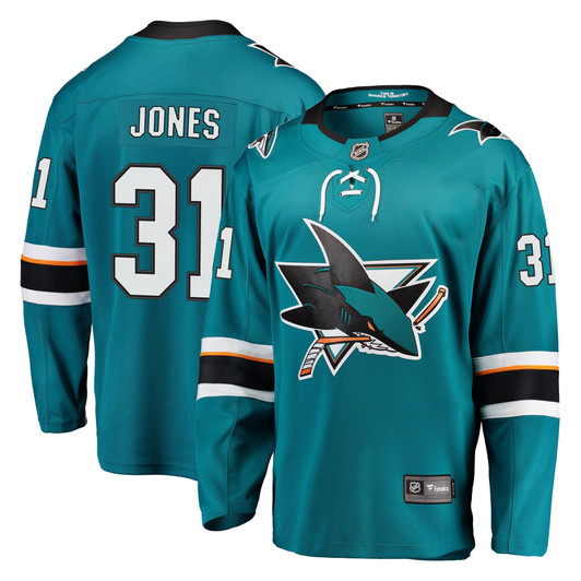 Youth Fanatics Branded Martin Jones Teal San Jose Sharks Breakaway Player Jersey