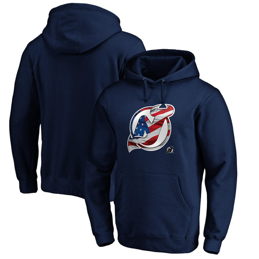 New Jersey Devils Fanatics Branded Banner Wave Logo Pullover Hoodie - Navy