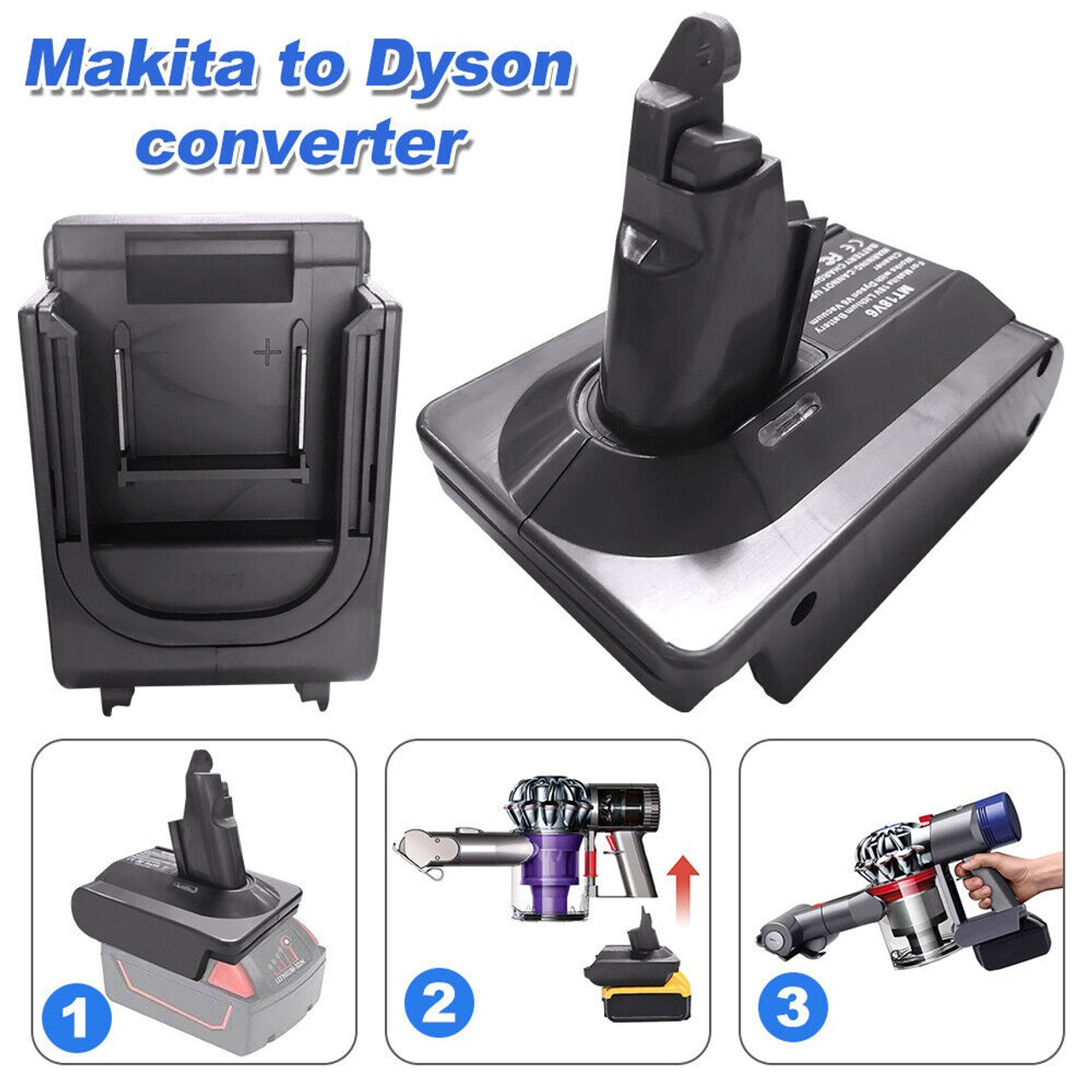 MT18V6 Battery Converter Adapter for Makita 18V Li-ion Battery Convert To  For Dyson V6 V7 V8 SV04 SV03 DC59 DC58 DC62 SV09 SV05