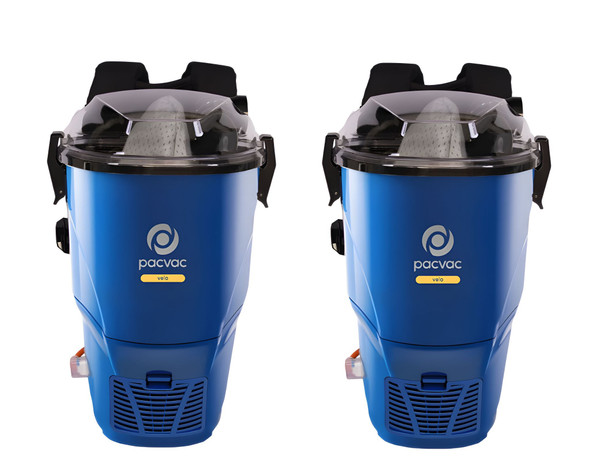 2  x Pacvac Velo Lightweight Backpacks Vacuum Cleaner with Ecoharness