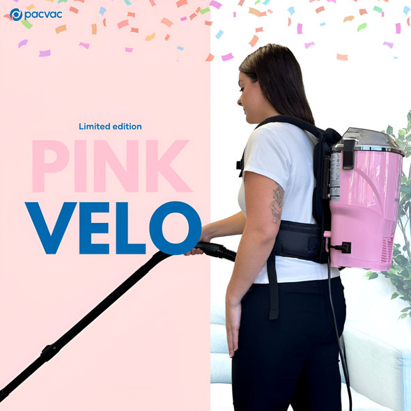 Pink Backpack Pacvac Velo Lightweight Vacuum Cleaner with Ecoharness